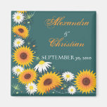 Sunflower Daisy Save The Date Wedding Announcement Refrigerator Magnets