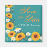Sunflower Daisy Save The Date Wedding Announcement Fridge Magnet