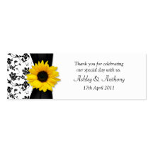 Sunflower Damask Floral Wedding Favour Tags Business Card