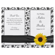 Sunflower Damask Floral Wedding Program