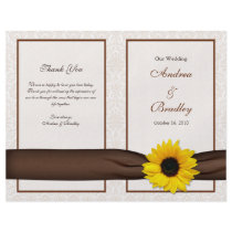 Sunflower Damask Floral Wedding Program