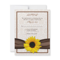 Sunflower Damask Floral Wedding Response Card