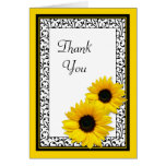 Sunflower Damask Wedding Shower Thank You Card