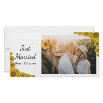 Sunflower Edge Just Married Photo Card