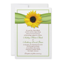 Sunflower Green Ribbon Wedding Invitation