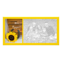 Sunflower Horseshoe Country Engagement Announce Photo Greeting Card
