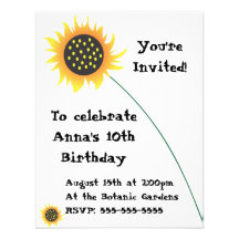 Sunflower Illustration Birthday Invitation