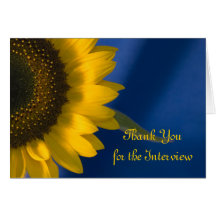 Sunflower on Blue Interview Thank You Note Greeting Cards