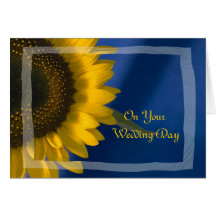 Sunflower on Blue Second Wedding Card