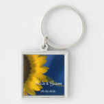 Sunflower on Blue Wedding Keychain