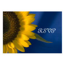 Sunflower on Blue Wedding RSVP Response Card Business Card