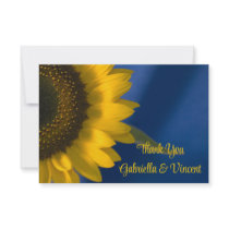 Sunflower on Blue Wedding Thank You Notes - Flat Personalized Invite