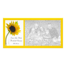 Sunflower on White Wedding Save the Date Photo Cards