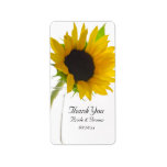 Sunflower on White Wedding Thank You Label