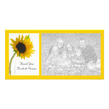 Sunflower on White Wedding Thank You Photo Card