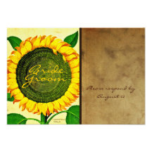 Sunflower Parchment rsvp with envelopes Custom Invitation