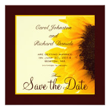 Sunflower Photo Floral Save the Date Cards Custom Invite