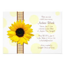 Sunflower Polka Dot Bridal Shower Invitation