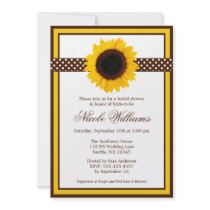 Sunflower Polka Dots Bridal Shower Custom Invitations