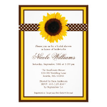 Sunflower Polka Dots Bridal Shower Custom Invitations