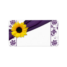 Sunflower Purple Wedding Blank Address Labels
