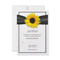Sunflower Ribbon Wedding Response Card
