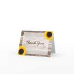 Sunflower Rustic Barn Wood Thank You Cards