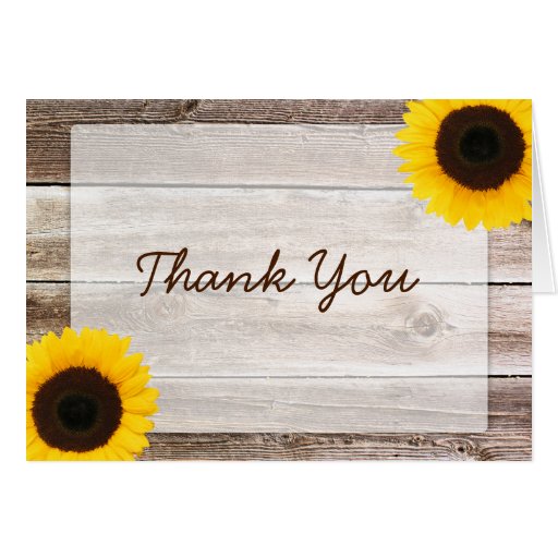 Sunflower Rustic Barn Wood Thank You Cards