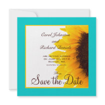 Sunflower Save the Date Cards Yellow Aqua Blue Announcements