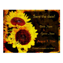Sunflower save the date postcard