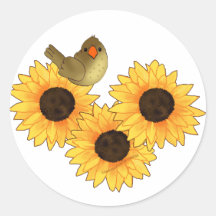 Sunflower, sunflower, sunflower and birdie sticker