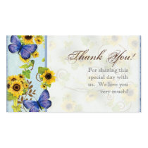 Sunflower Swirl Floral Frame Blue Butterfly Invite Business Card Template