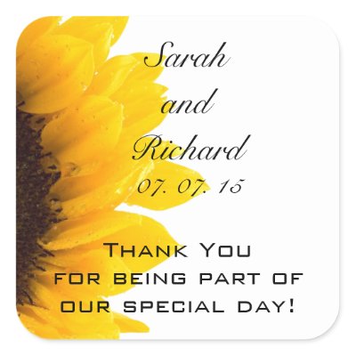 Sunflower Thank You Message Wedding Favour Sticker by BlissfulWedding