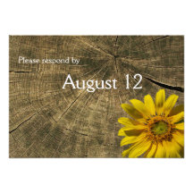 Sunflower Tree Stump Country rsvp with envelopes Announcements