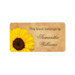 Sunflower vintage stained old paper bookplates personalized address label