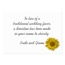 Sunflower Wedding Charity Favour Card Business Cards