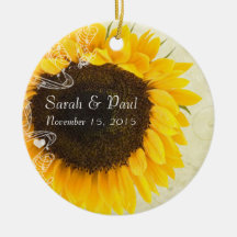 Sunflower Wedding Christmas Ornament
