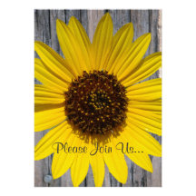 Sunflower Wedding Postwood Gray II Personalized Invite