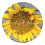 Sunflower Wedding  with post wood 1 Sticker