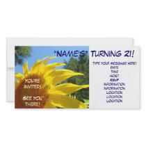 Sunflower You're Invited! invitations Turning 21 Photo Greeting Card