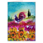 SUNFLOWERS AND BLACK ROOSTER GREETING CARDS