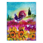 SUNFLOWERS AND BLACK ROOSTER POST CARDS
