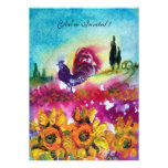 SUNFLOWERS AND BLACK ROOSTER ,yellow red purple Custom Announcement
