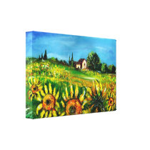 SUNFLOWERS AND COUNTRYSIDE IN TUSCANY GALLERY WRAPPED CANVAS