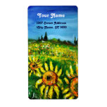 SUNFLOWERS AND COUNTRYSIDE IN TUSCANY CUSTOM SHIPPING LABELS