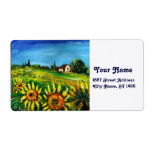 SUNFLOWERS AND COUNTRYSIDE IN TUSCANY CUSTOM SHIPPING LABEL