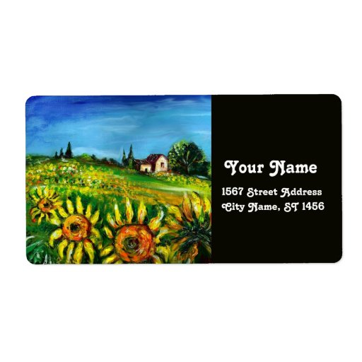 SUNFLOWERS AND COUNTRYSIDE IN TUSCANY LABELS