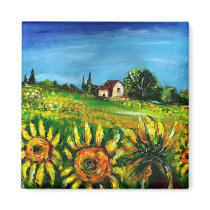 SUNFLOWERS AND COUNTRYSIDE IN TUSCANY FRIDGE MAGNETS