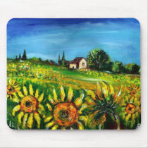 SUNFLOWERS AND COUNTRYSIDE IN TUSCANY MOUSEPAD