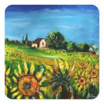 SUNFLOWERS AND COUNTRYSIDE IN TUSCANY STICKERS